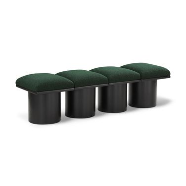 Pavilion 62 Inch 4 Piece Boucle Fabric Bench In Green and Black