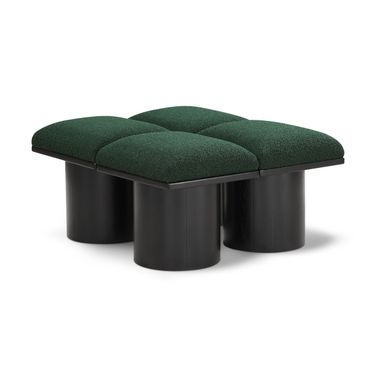 Pavilion 31 Inch 4 Piece Boucle Fabric Bench In Green and Black