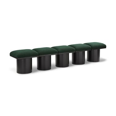 Pavilion 90 Inch 5 Piece Boucle Fabric Bench In Green and Black