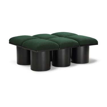 Pavilion 46 Inch 6 Piece Boucle Fabric Bench In Green and Black