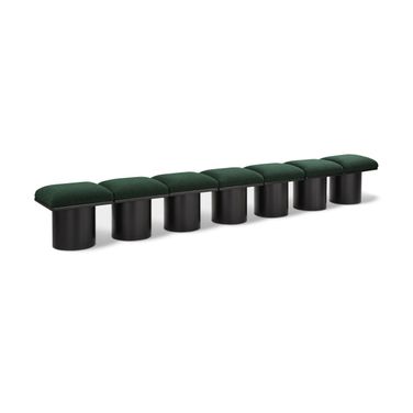 Pavilion 126 Inch 7 Piece Boucle Fabric Bench In Green and Black