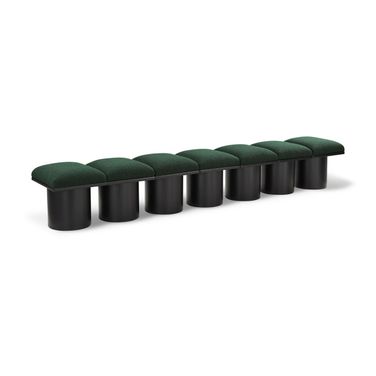 Pavilion 108 Inch 7 Piece Boucle Fabric Bench In Green and Black