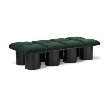 Pavilion 72 Inch 8 Piece Boucle Fabric Bench In Green and Black