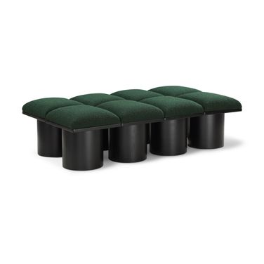 Pavilion 62 Inch 8 Piece Boucle Fabric Bench In Green and Black
