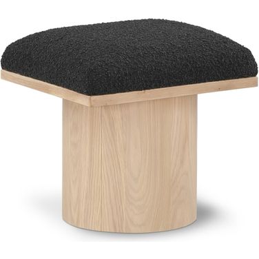 Pavilion Boucle Fabric Stool In Black And Natural