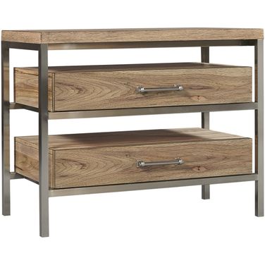 Paxton 2 Drawer Metal Nightstand In Light Brown