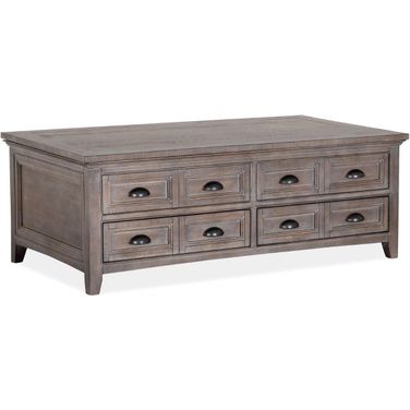 Paxton Place Dovetail Grey Lift Top Storage Castered Cocktail Table