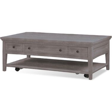 Paxton Place Rectangular Cocktail Table with Casters In Dovetail Gray