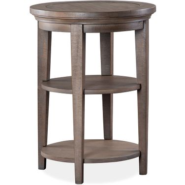 Paxton Place Round Accent End Table In Dovetail Gray