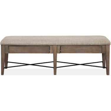 Paxton Place Dove Gray Wood Bench With Upholstered Seat KD