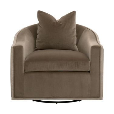 Paxton Swivel Club Chair In Caramel and Natural Gray