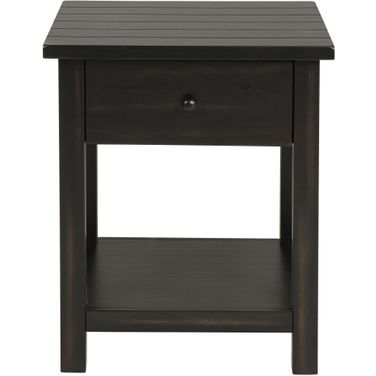 Payne 1-Drawer Wood End Table with Shelf In Distressed Java
