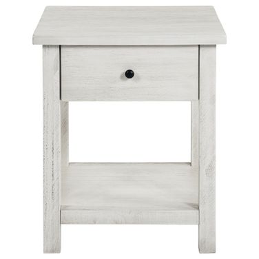 Payne 1-Drawer Wood End Table with Shelf In Distressed White