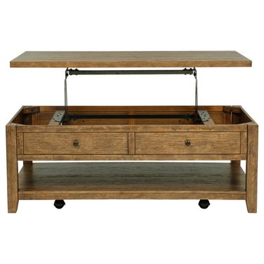 Payne 48-Inch Mobile Lift Top Coffee Table In Distressed Brown