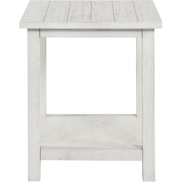 Payne Wood End Table with Shelf In Distressed White
