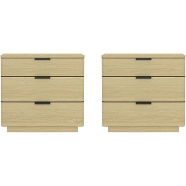Payton Nightstand Set of 2 In Natural Oak and Black