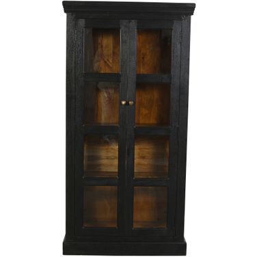 Peachtree 2 Door Mango Wood Cabinet In Charcoal Grey