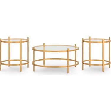 Pearlox Table Set of 3 In Gold