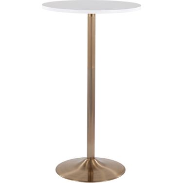 Pebble Adjustable Dining to Bar Table in Gold Metal and White Wood