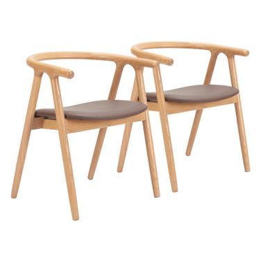 Peker Dining Chair Set of 2 In Brown and Natural