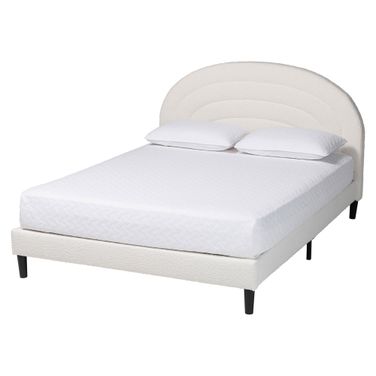 Pelagia Boucle Queen Upholstered Platform Bed In Cream
