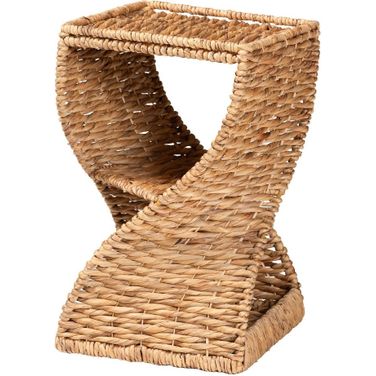 Pelleas Seagrass and Wood End Table In Natural Brown
