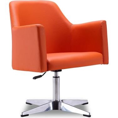 Pelo Adjustable Height Swivel Accent Chair in Orange and Polished Chrome