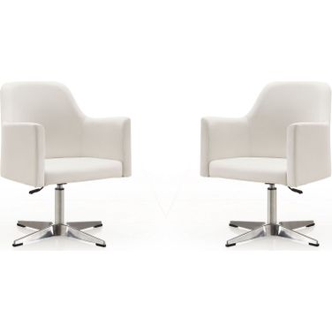 Pelo Adjustable Height Swivel Accent Chair in White and Polished Chrome (Set of 2)