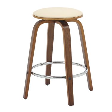 Pelya Modern Style Wooden Counter Stool In Walnut Color and Cream