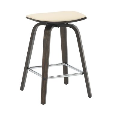 Pelya Modern Style Wooden Counter Stool with Square Seat In Dark Walnut Color and Taupe