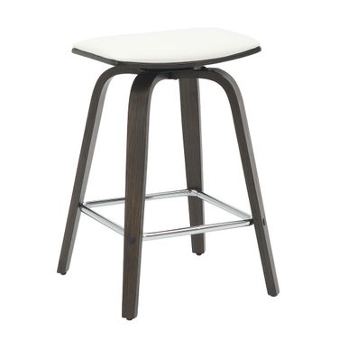 Pelya Modern Style Wooden Counter Stool with Square Seat In Dark Walnut Color and White