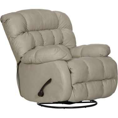 Pendleton Alabaster Leather Chaise Swivel Glider Recliner