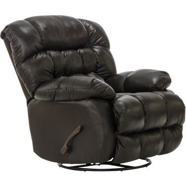 Pendleton Chocolate Leather Chaise Swivel Glider Recliner