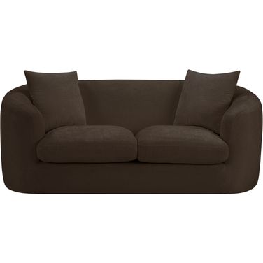 Penelope Chenille Fabric Loveseat In Brown