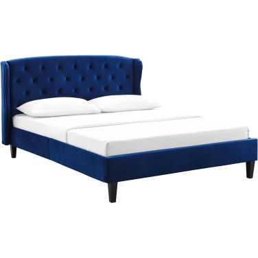 Penelope Tufted Wingback Queen Performance Velvet Platform Bed