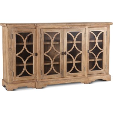 Pengrove 75 Inch Glass Cabinet In Antique Oak