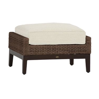 Peninsula Woven Ottoman In Cabana Stripe Chambray