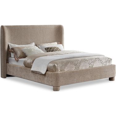 Penny Chenille Fabric King Bed In Beige