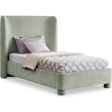 Penny Chenille Fabric Twin Bed In Green