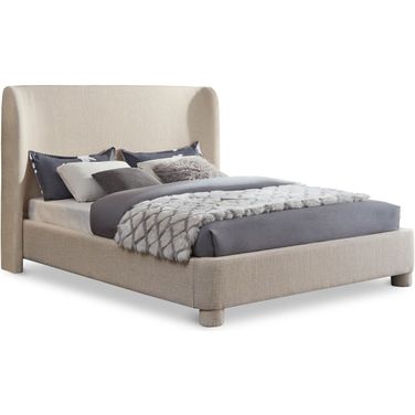 Penny Polyester Fabric King Bed In Beige