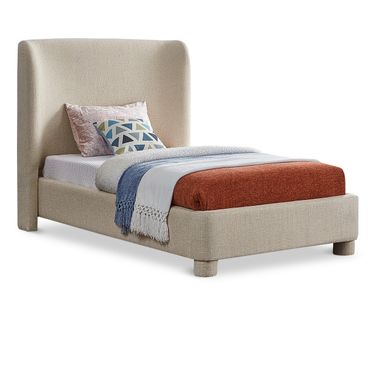 Penny Polyester Fabric Twin Bed In Beige