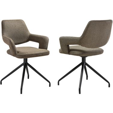 Penny Swivel Upholstered Dining Chair Set of 2 In Brown