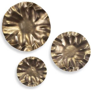 Peonia Outdoor Wall Art Set of 3 In Gold