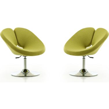 Perch Adjustable Chair in Green and Polished Chrome (Set of 2)