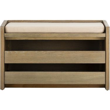 Percy Rustic Oak and Beige Storage Bench
