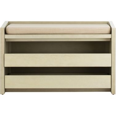 Percy White Wash and Beige Storage Bench