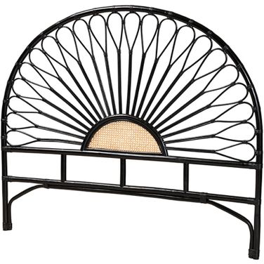 Perenna Two-Tone Black And Natural Brown Rattan King Standalone Headboard