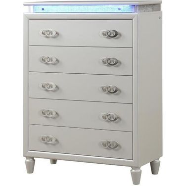 Perla Led Chest Made With Wood In Milky White
