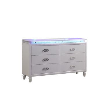 Perla Led Dresser Made With Wood In Milky White