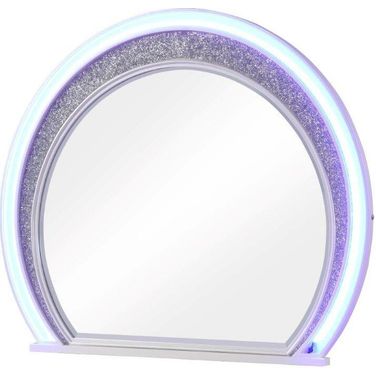 Perla Led Mirror Made With Wood In Milky White
